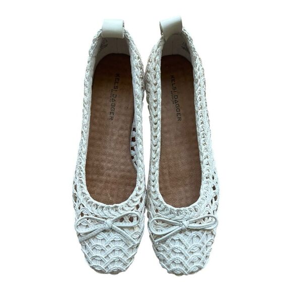 Kelsi Dagger Women's White Crochet Ballet Flats Sz 7.5 - Picture 1 of 7